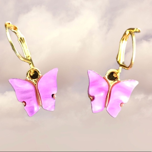 Purple Butterfly Earrings - Picture 3 of 5